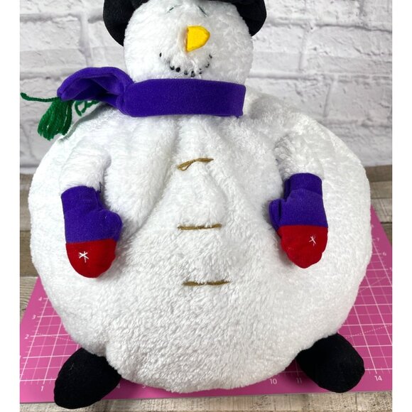 Christmas Holiday 3D Frosty Snowman Plush Pillow Snow Winter White Black Hat VTG - Picture 12 of 14